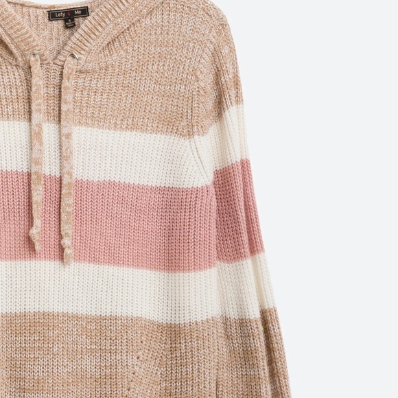 Lety and Me Colorblock Hooded Pullover Sweater - Picture 3 of 4